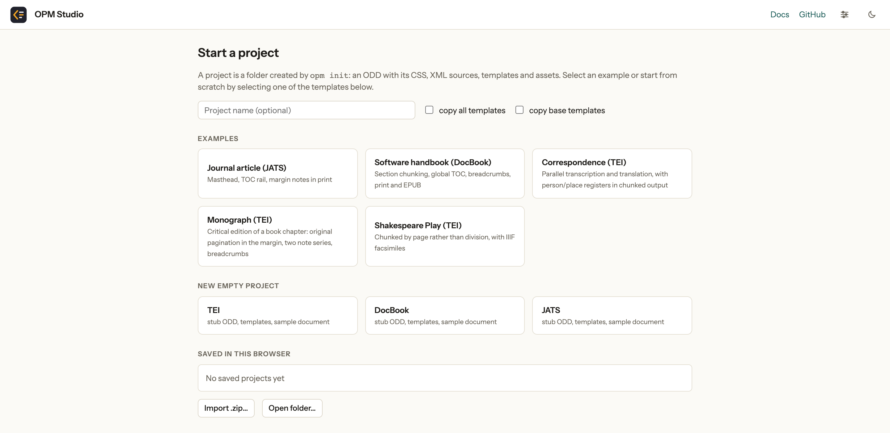 The project page of OPM Studio